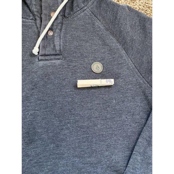 Vintage Volcom Stone Dark Heather Gray Hoodie Sweatshirt Mens Sz M 1/4 Button Up - Picture 2 of 9